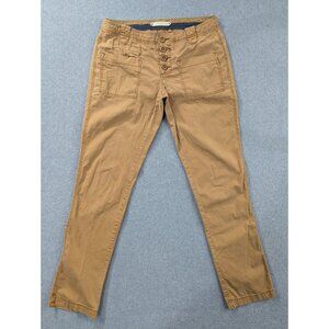 Hei Hei Anthropologie Pants Womens Size 8 Tan Button Fly Flat Front Low Rise